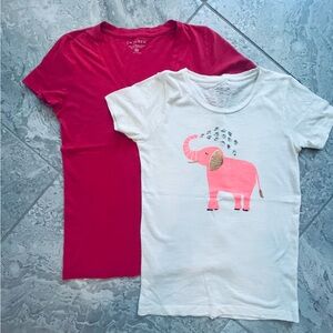 Set of 2 J. Crew Pink and White Short Sleeve Tees, sizes XS & XXS